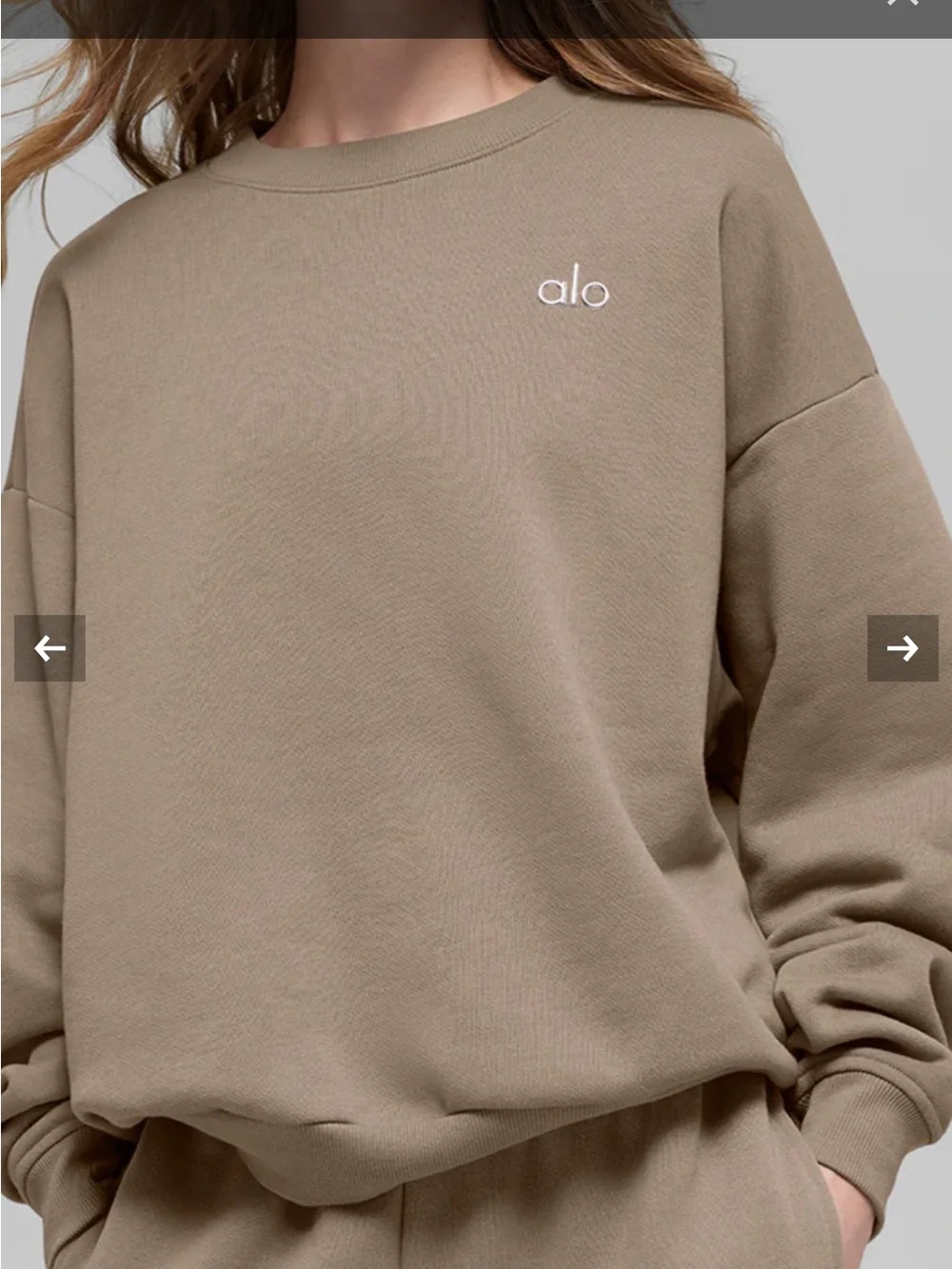 ALO Yoga Taupe Crewneck Sweatshirt - Picture 1 of 3